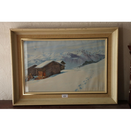 476 - G HEMWELL, Les Alps de Savoy Vue de Villies, watercolour, signed lower left, 32cm x 50cm, frame 48cm... 