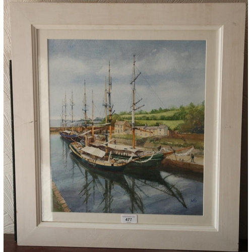 477 - JOHN MACDONALD, Tall Ships Charlestown Harbour Cornwall, watercolour, signed and dated 2015 verso, 4... 