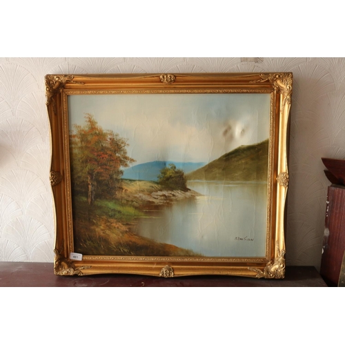 481 - BENSON, loch scene, oil on canvas, signed lower right, 49cm x 60cm, gilt frame 61cm x 71cm.