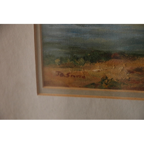 482 - JO SMITH of Little Chalfont, Scottish Estuary, oil painting, signed lower left, 17cm x 25cm, frame 3... 