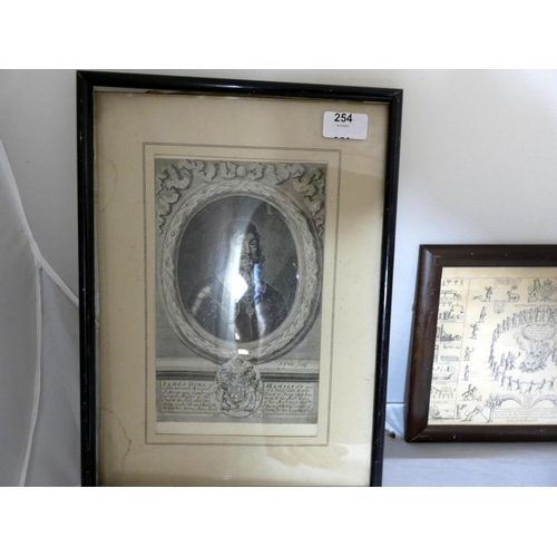 254 - Two vintage prints to include James Duke Marquis of Arran and Charles I print.