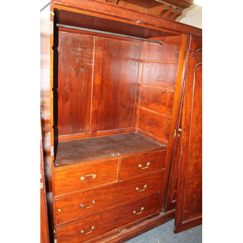 872 - Victorian mahogany three door section wardrobe, with two short and two long drawers to the interior,... 