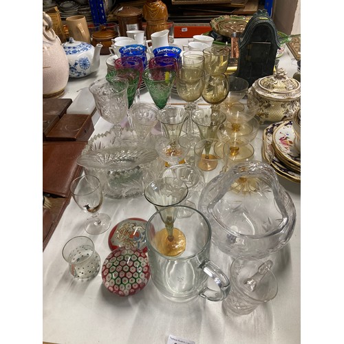 313 - Quantity of glassware to include hock glasses, paperweight, bowls, etc.