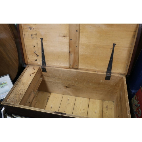 788 - Pine ships chest with fitted interior, 55 x 108 x 55cm.