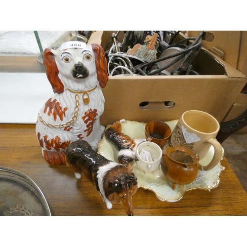 389 - Collection of decorative items to include Royal Doulton Collie, Staffordshire dog etc.