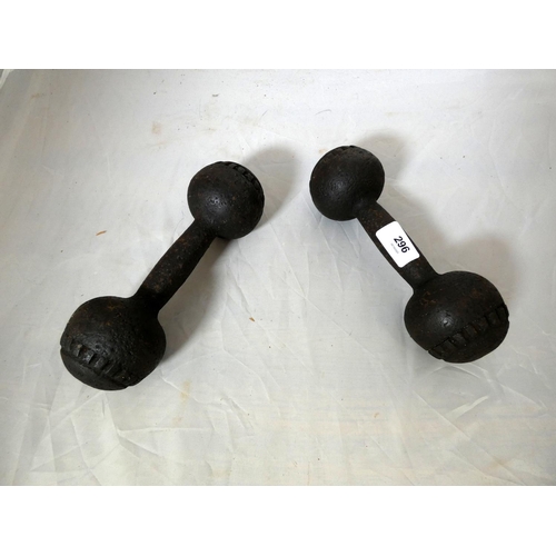 296 - Set of antique cast iron dumbells.