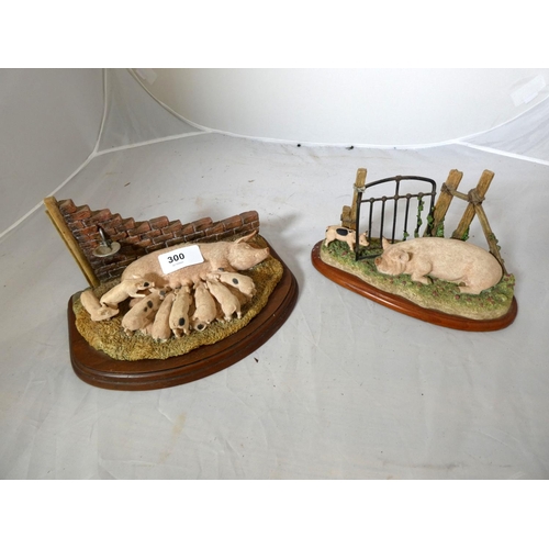 300 - Two Border Fine Art James Herriot pig figure groups.