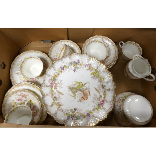 307 - Large box of vintage tea and dinner ware.