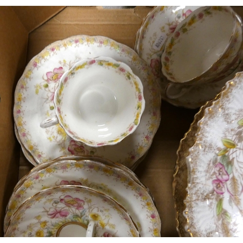 307 - Large box of vintage tea and dinner ware.