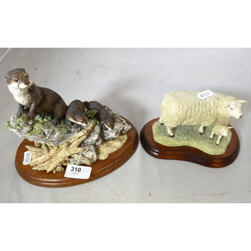 310 - Two Border Fine Art figure groups to include otters and sheep.