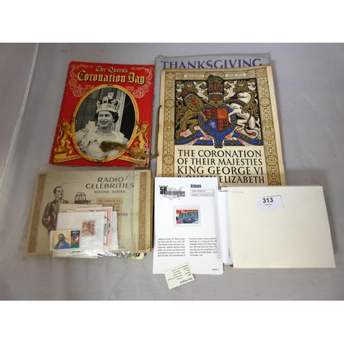 313 - Various to include stamps, tea cards, royal ephemera etc.