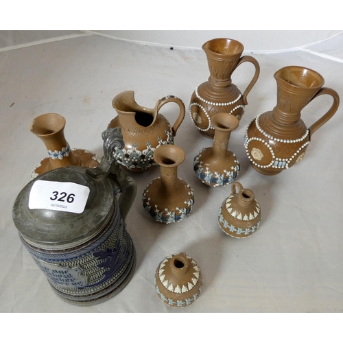 326 - Various studio pottery jug and vases.