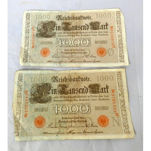 329 - Two German bank notes.