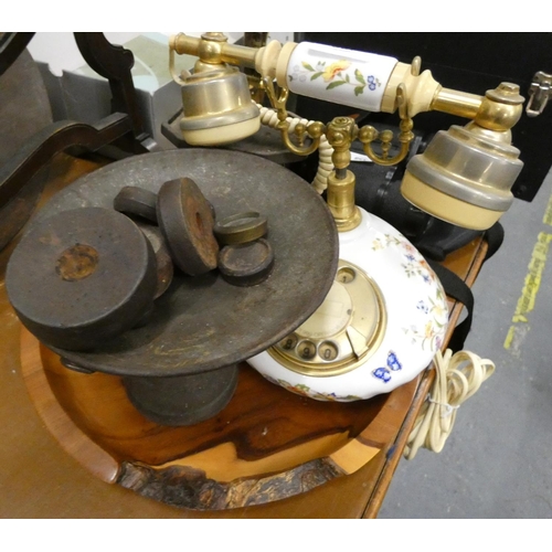 367 - Aynsley set of scales and treen bowl.