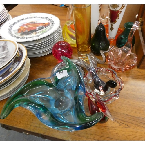 382 - Various art glass vases, paperweights etc.