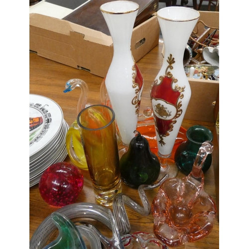 382 - Various art glass vases, paperweights etc.