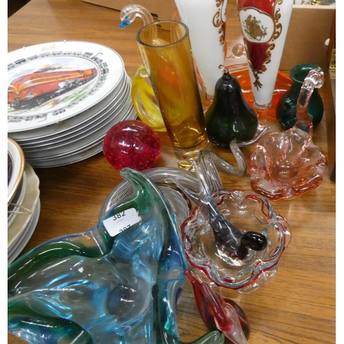 382 - Various art glass vases, paperweights etc.