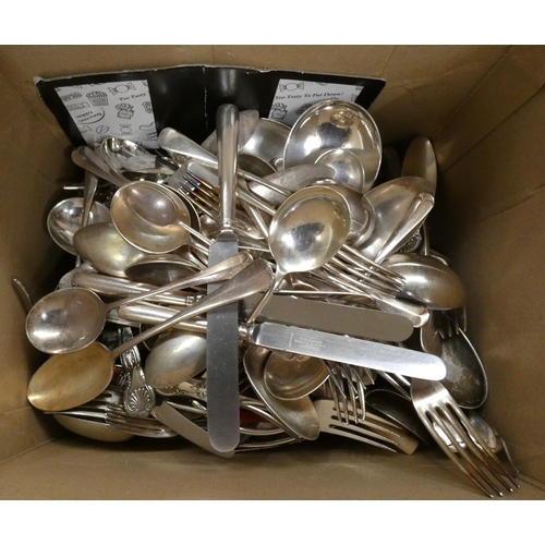 383 - Large box of vintage cutlery.