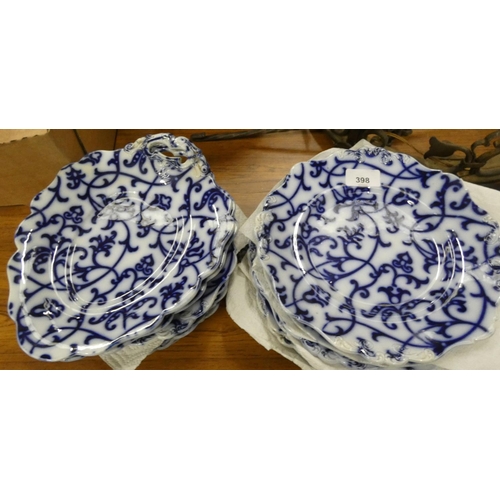 398 - Flow blue floral breakfast set.