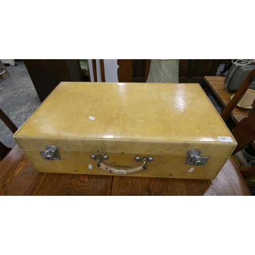 435 - Antique vellum suitcase from Debenhams.