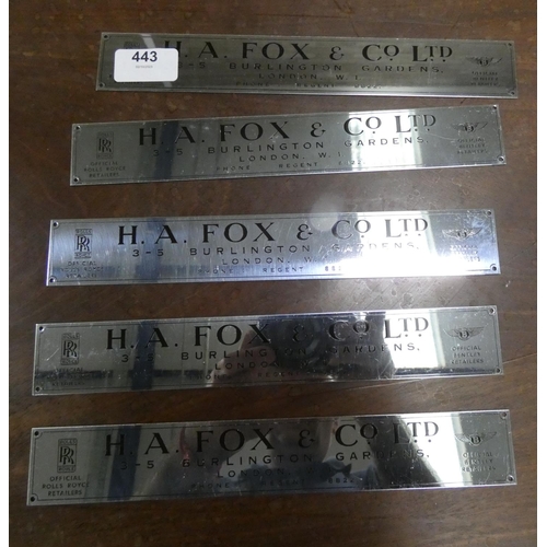 443 - H A Fox & Co Ltd, Bentley and Rolls Royce Dealership door signs.