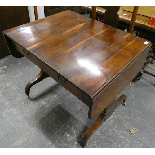 450 - Antique drop leaf fruit wood sofa table a/f