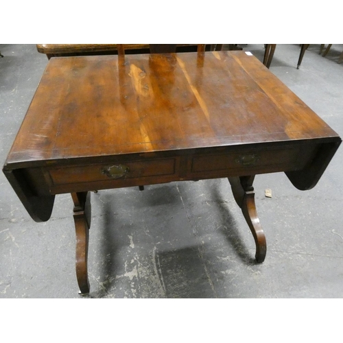 450 - Antique drop leaf fruit wood sofa table a/f