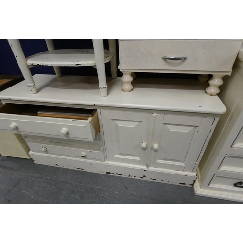 480 - Painted white chest of drawers with cupboard fitted.