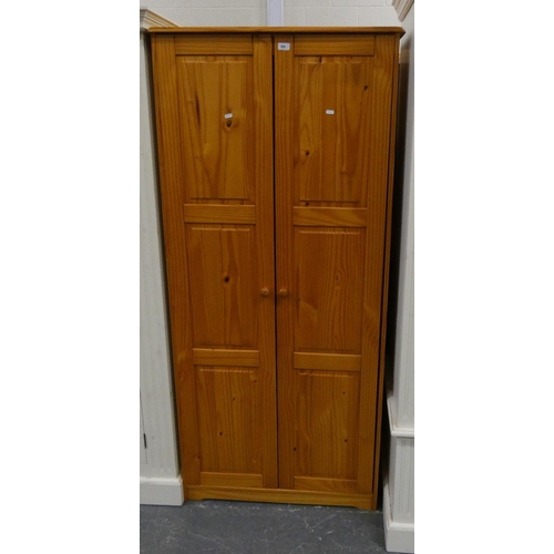 484 - Modern two door pine wardrobe.