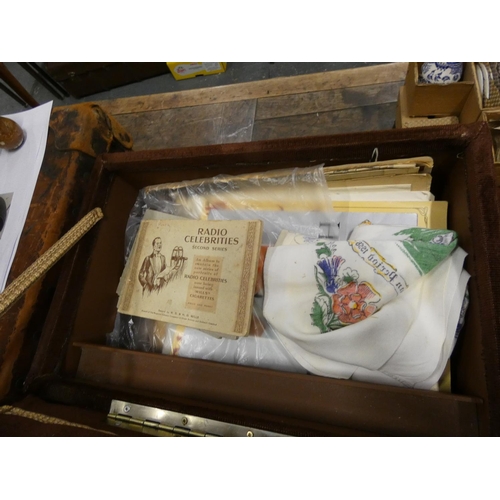 506 - Vintage sewing box, tea cards etc.