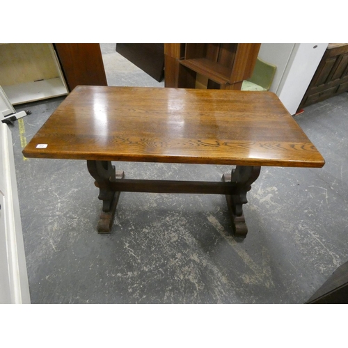 512 - Small oak priory dining table.