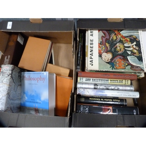 28 - Two boxes of books to include Oriental art, reference, classical myths etc.