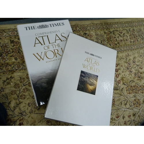 32 - The Shorter Oxford Dictionary, 2 vols, and The Times Atlas of the World.