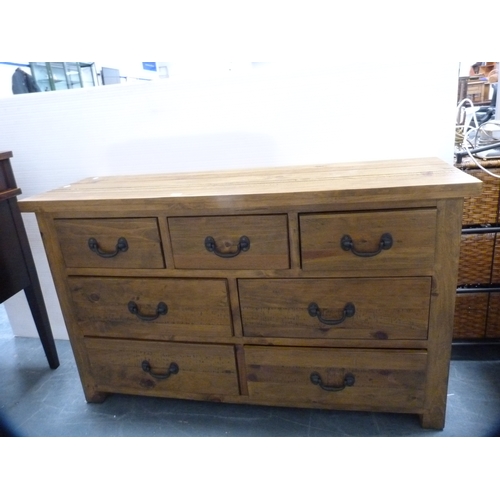 363 - Contemporary oak dresser base fitted with seven drawers.