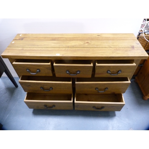 363 - Contemporary oak dresser base fitted with seven drawers.