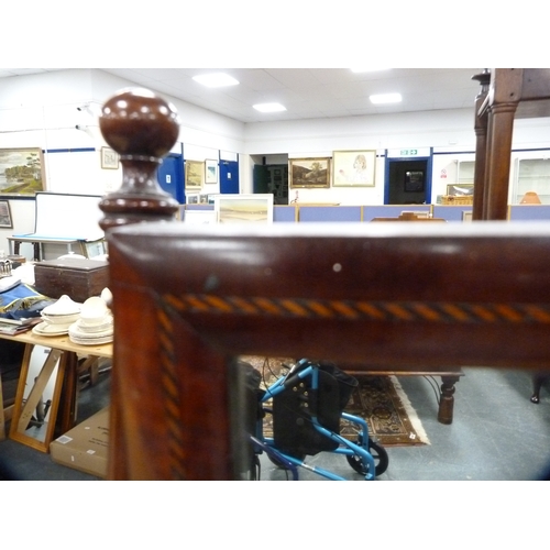 450 - Inlaid mahogany dressing table mirror and a metal hat box.  (2)