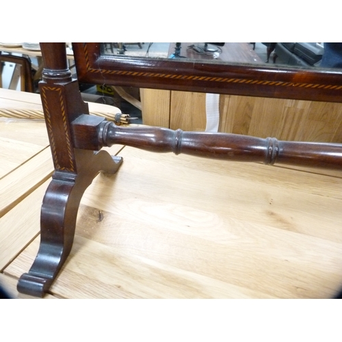 450 - Inlaid mahogany dressing table mirror and a metal hat box.  (2)