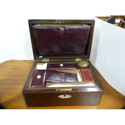 5 - Victorian mother of pearl inlaid work box, an Elliot of London mantel clock and a daguerreotype.  (3... 