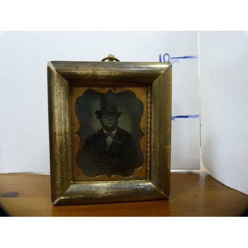 5 - Victorian mother of pearl inlaid work box, an Elliot of London mantel clock and a daguerreotype.  (3... 