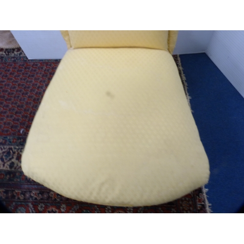 519 - Victorian upholstered yellow low chair.