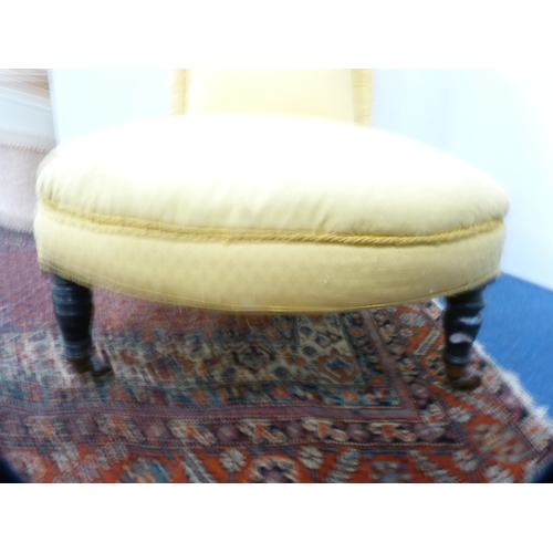 519 - Victorian upholstered yellow low chair.