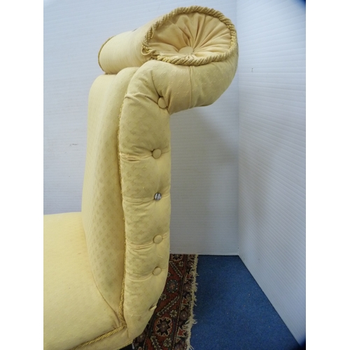 519 - Victorian upholstered yellow low chair.