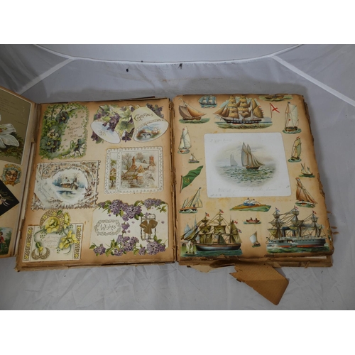 11 - Victorian Scraps & Greetings Cards.  Two well worn old quarto albums containing an att... 