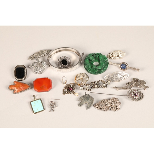 174 - Assortment of white metal and semi precious stone jewellery