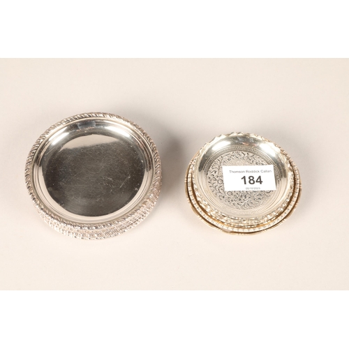 184 - Silver and white metal trinket dishes