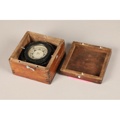 227 - Naval compass in fitted case, allegedly from the USS William H Welch, shipwrecked off the island of ... 