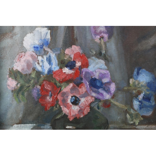 499 - C L CHARLES, Still life vase of flowers, oil on canvas, signed lower right, 28cm x 33cm, frame 37cm ... 