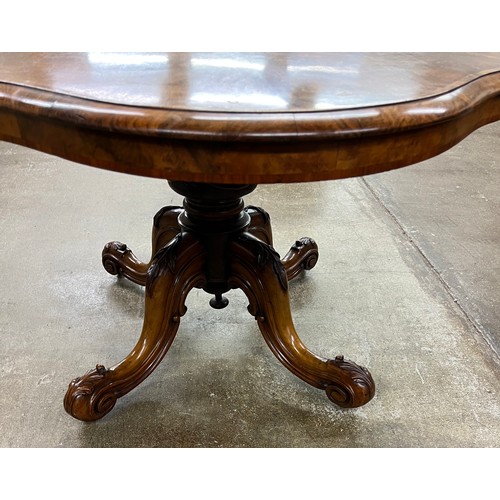 536 - 19th century walnut tip up breakfast table, 70cm high, surface 143cm x 113cm