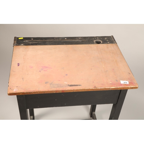 470 - School desk with hinged lid