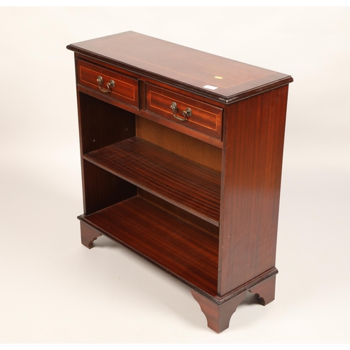 493 - Reproduction bookcase fitted with two frieze drawers 76cm diameter